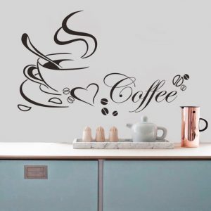 Coffee Cup Design Vinyl Kitchen Wall Sticker